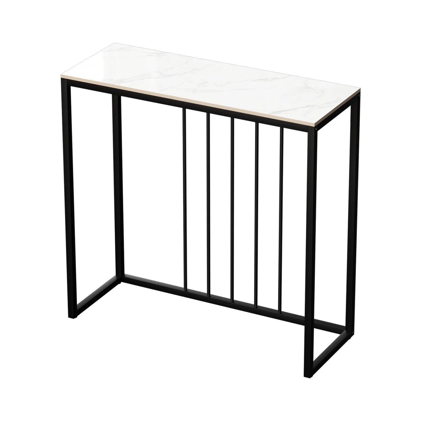 80cm Rectangle Console Table for Entryway Entrance Living Room Black Metal Frame Sofa Side Table Behind Couch