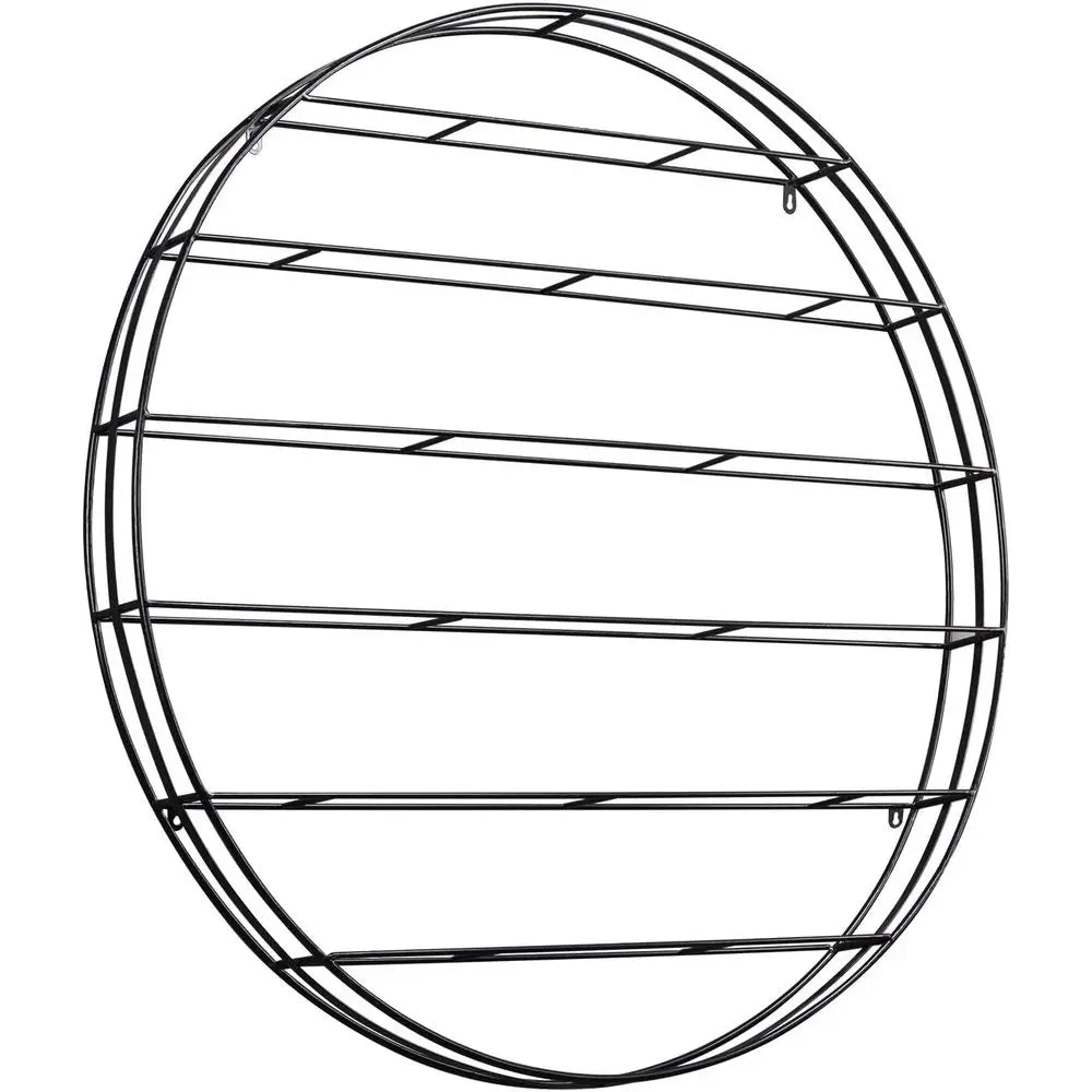 12-Bottle Modern Black Metal Round Wall Mounted Wine Rack – 6-Tier Horizontal Storage Shelf for Kitchen, Living Room & Wine Cell