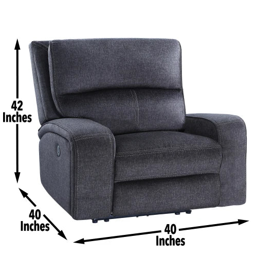 3-piece power living room - dark gray