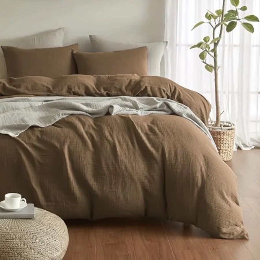Muslin Duvet Cover Size 100% Washed Cotton Duvet Cover Set Ultra Soft Comforter Cover Linen Like 3 Pieces Minimalist Gauze Duve