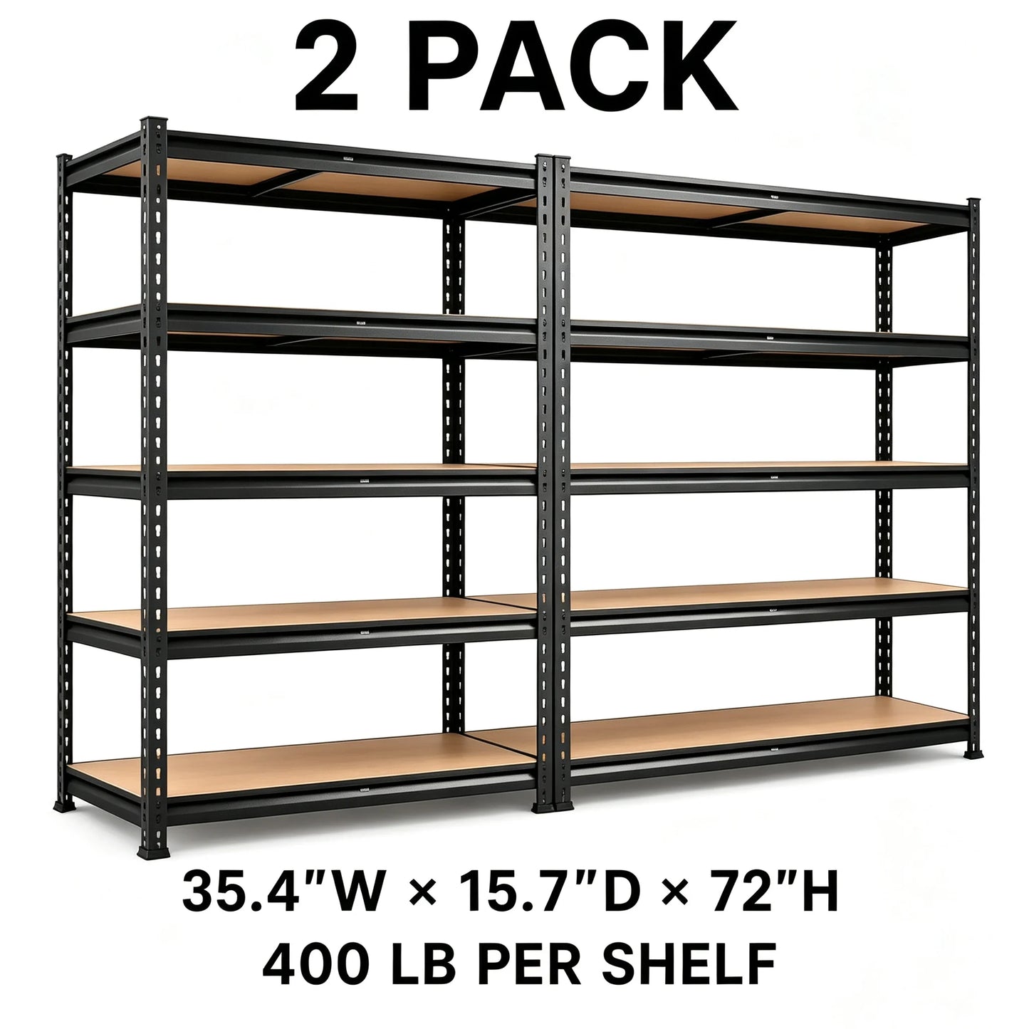 Heavy Duty Metal Storage Rack 5 Tier Adjustable Utility Shelving Unit with MDF Board Garage Organizer Tool Shelf for Basement Warehouse Kitchen Pantry Closet Multi-Purpose Storage Display Rack