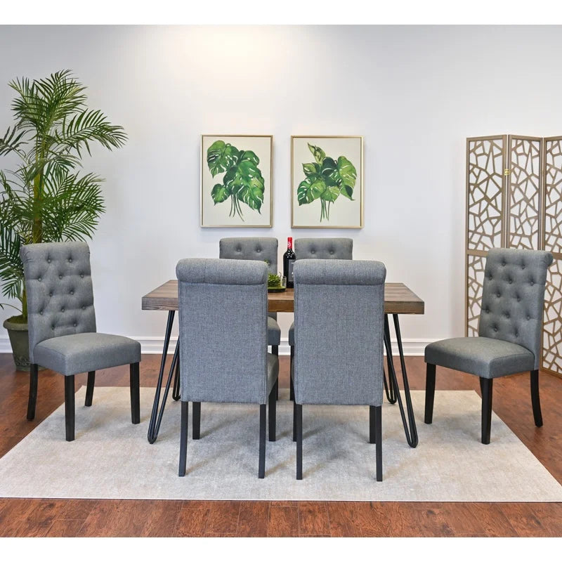 Ashford 7-Piece Dining Set with Hairpin Table and 6 Chairs, 4 Color Choices