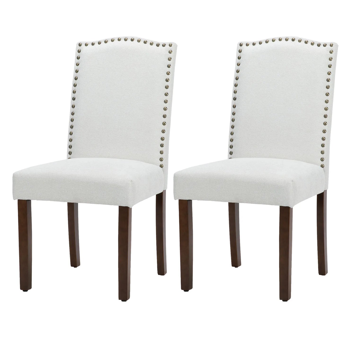 MCQ Dining Chairs Set of 2 Farmhouse Fabric Upholstered Kitchen Chairs with Wooden Legs and Padded Seat Modern Accent Chairs for Dining Room Kitchen Living Room