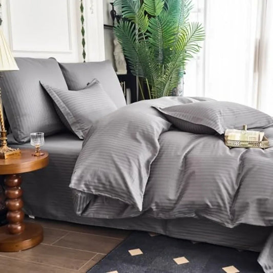Hotel Collection Duvet Cover Size 100% Cotton Satin Textured Comforter Cover with Zipper 3 Pcs Bedding Set 1 Duvet Cover + 2 Pi