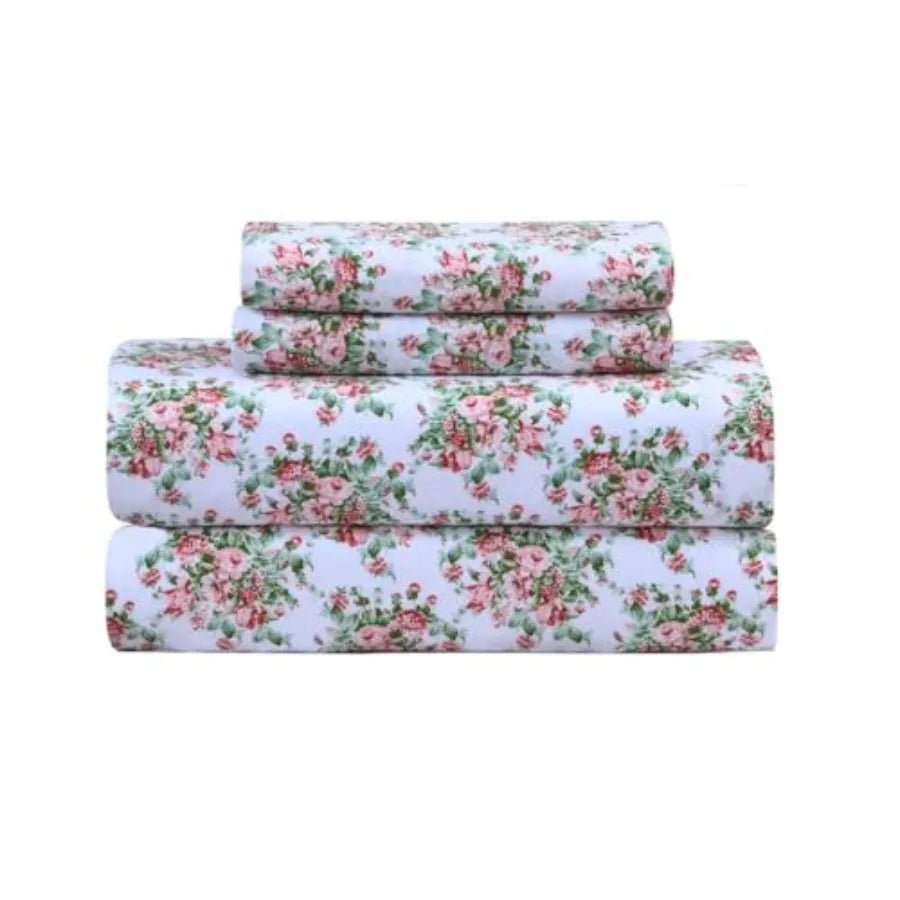 Feather and Stitch Softest 100% Cotton Sheets 300 Thread Count Percale Weave Bedding 16" Deep Pocket Cooling Sheets Breathable