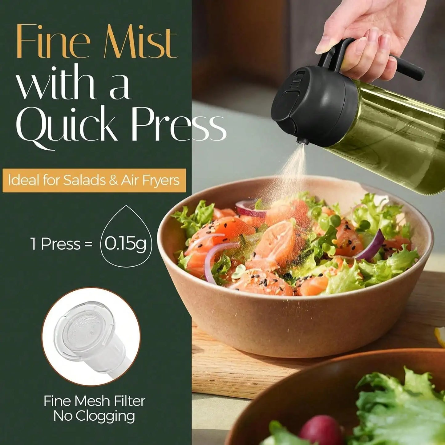 Premium Dark Glass Olive Oil Dispenser 2 In 1 Cooking Oil Spray Bottle Multipurpose Kitchen Oil Mister Perfect For Air Fryer BBQ Grilling Household Cooking Supplies Random Color Shipment