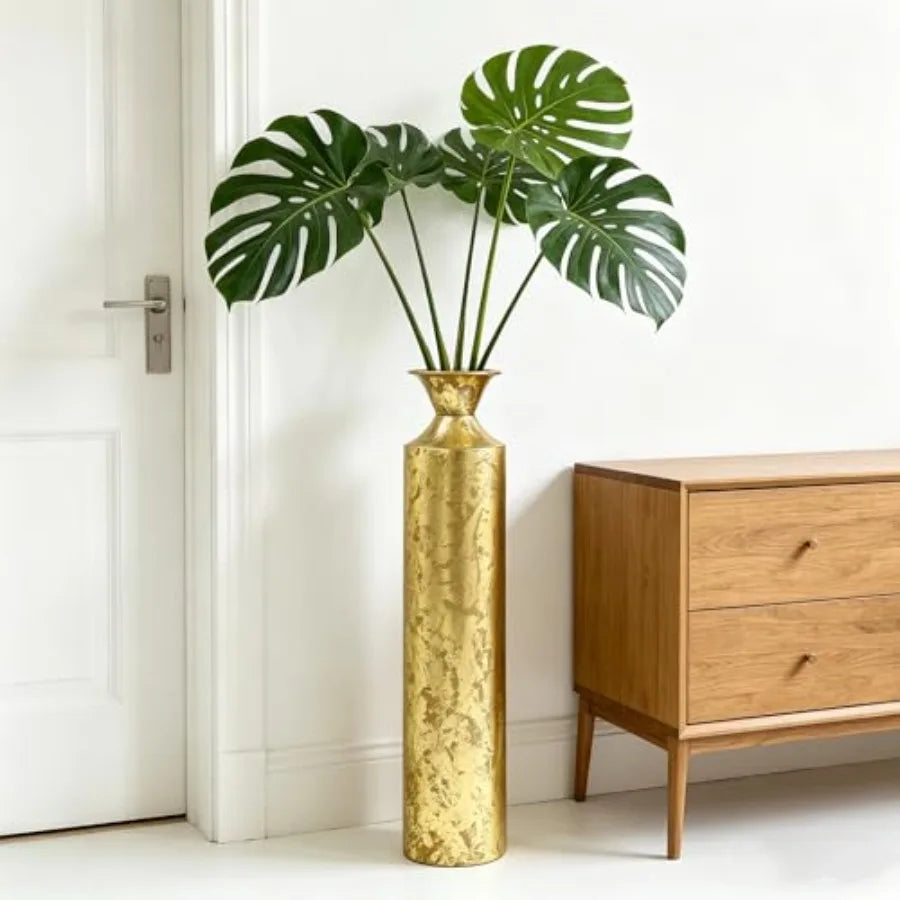 Decorative Gold Metal Tall Floor Vase. Ideal Gift for Floral Arrangements Weddings Party Spa Reiki Meditation Settings O5 27.25