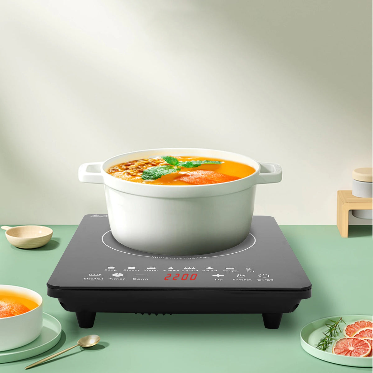 750W Smart Portable Induction Cooktop, 8 Cooking Presets, Touch Panel, Adjustable Power/Temp, LCD Display Electric Burner