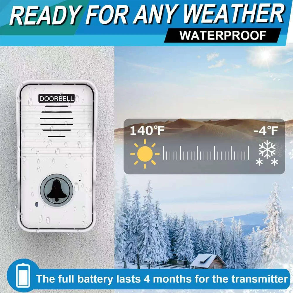 Wireless Voice Duplex Intercom Doorbell 500M Long Distance Audio Door Phone with Voice Sender&Reciever Door Bell for Home Office
