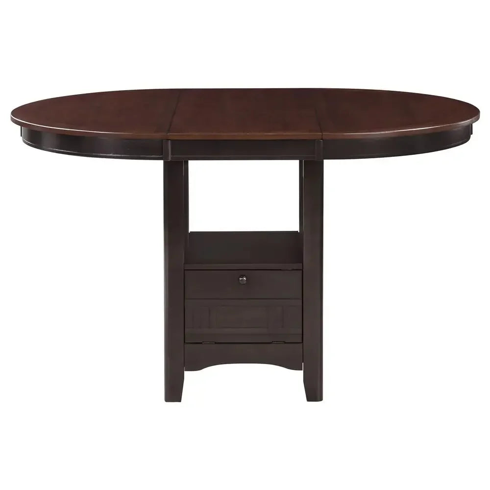 Home Furnishings LAVON 5Piece Counter Height Dining Set Oval Extendable Table with Storage amp 4 Upholstered Chairs Dining Room