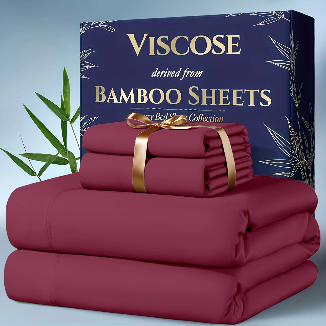 4pcs Bamboo Cooling Bedding - Extra Deep Pocket Breathable And Cooling - Suitable For Hot Sleepers And Sweats, Children Pillowcases, Flat Sheet And Fitted Sheet - A Perfect Gift For Family, Queen And King Sizes, Next Day Deli