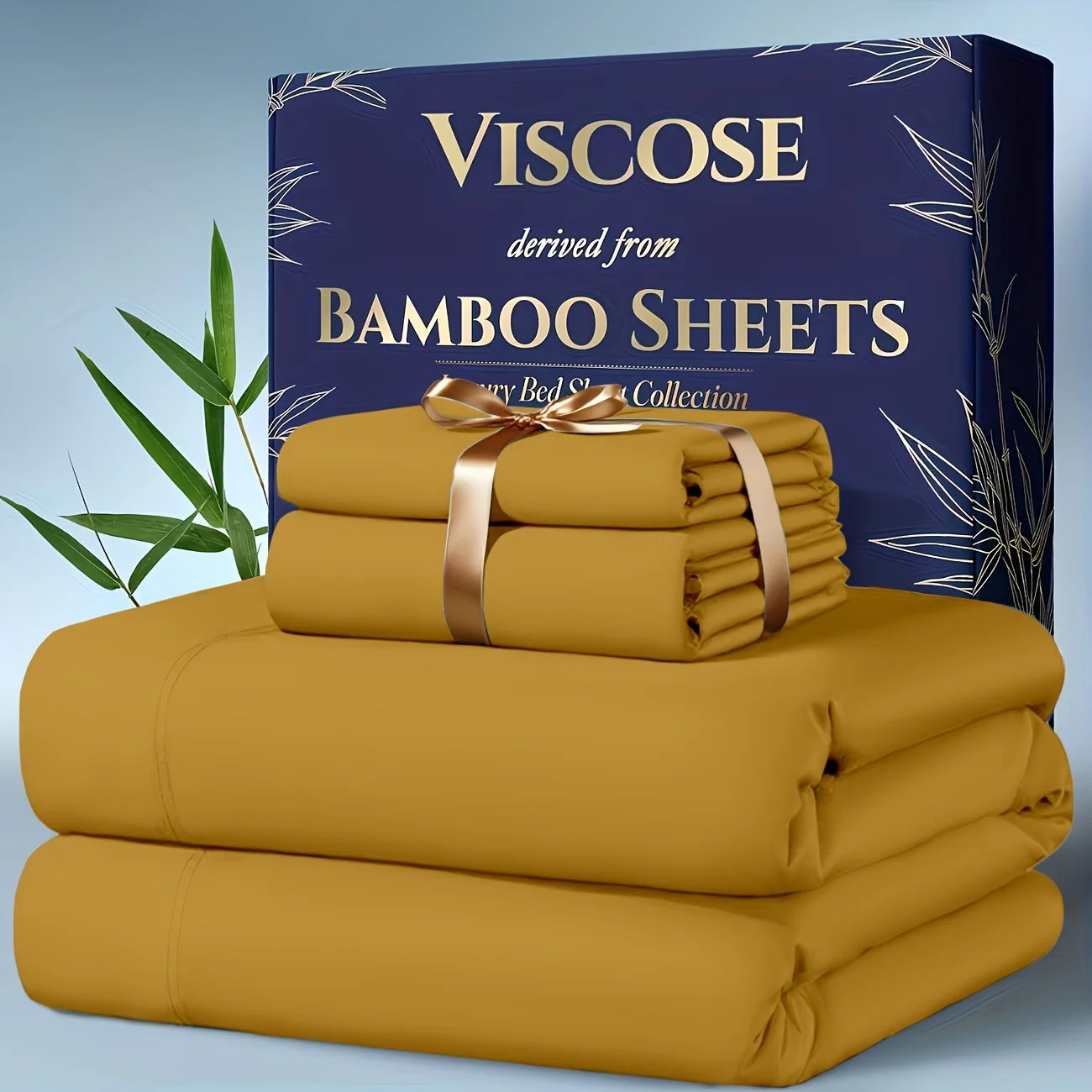 4pcs Bamboo Cooling Bedding - Extra Deep Pocket Breathable And Cooling - Suitable For Hot Sleepers And Sweats, Children Pillowcases, Flat Sheet And Fitted Sheet - A Perfect Gift For Family, Queen And King Sizes, Next Day Deli