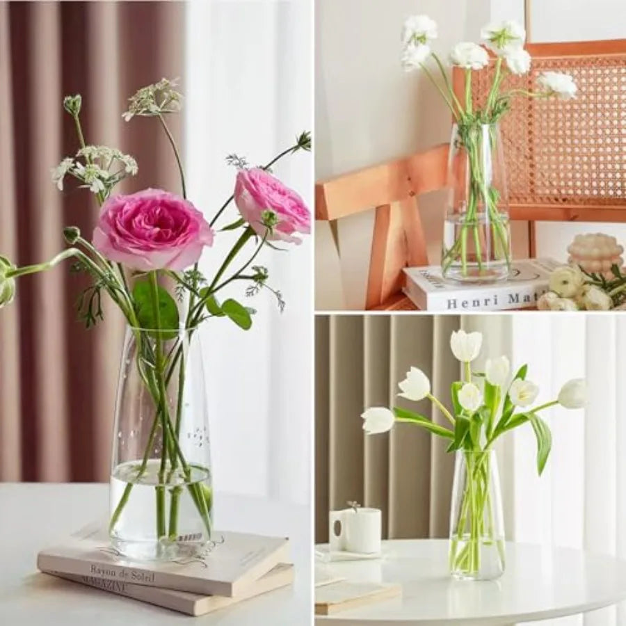 Crystal Glass Vase, Flower Vase for Table Centerpiece Home Decor, Modern Vases for Living Room, Wedding, Office, Coffee Table,