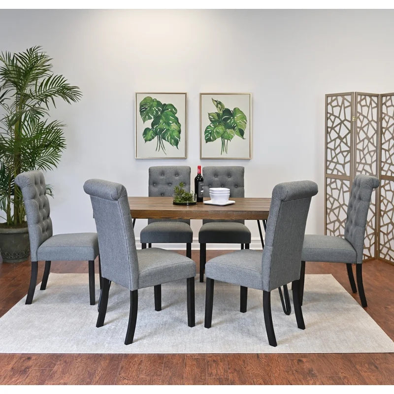 Ashford 7-Piece Dining Set with Hairpin Table and 6 Chairs, 4 Color Choices
