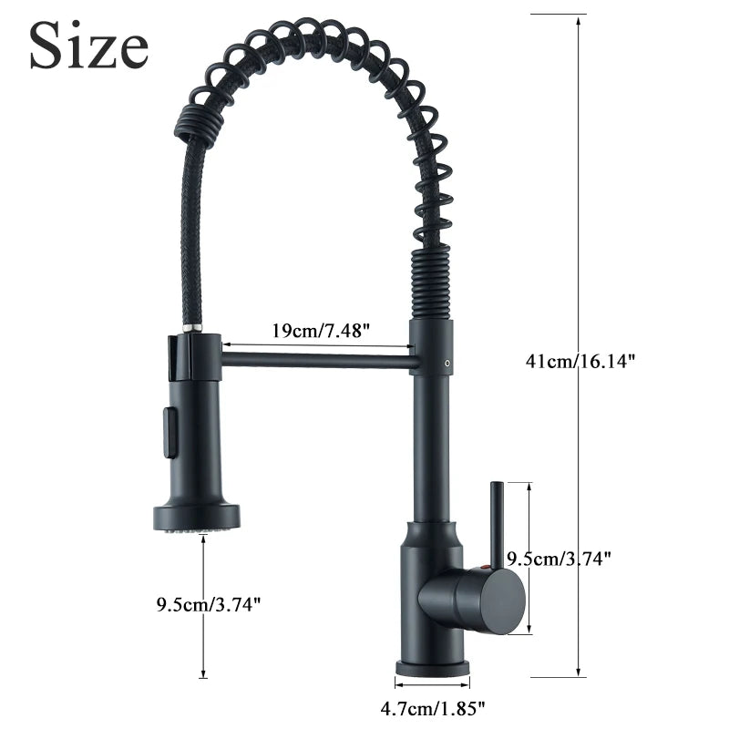 Black Flexible Kitchen Faucet Pull Down Spring Hot Cold Water Mixer Tap 360° Swivel Stream Sprayer Nozzle Kitchen Sink Tap Crane