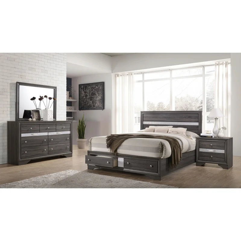 Gray Wood 4-Piece Storage Bedroom Set