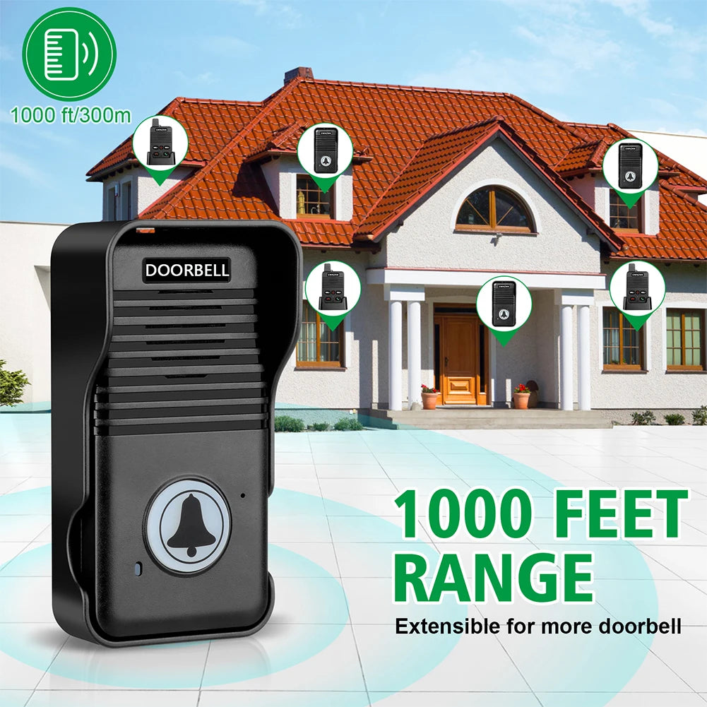 Wireless Voice Duplex Intercom Doorbell 500M Long Distance Audio Door Phone with Voice Sender&Reciever Door Bell for Home Office