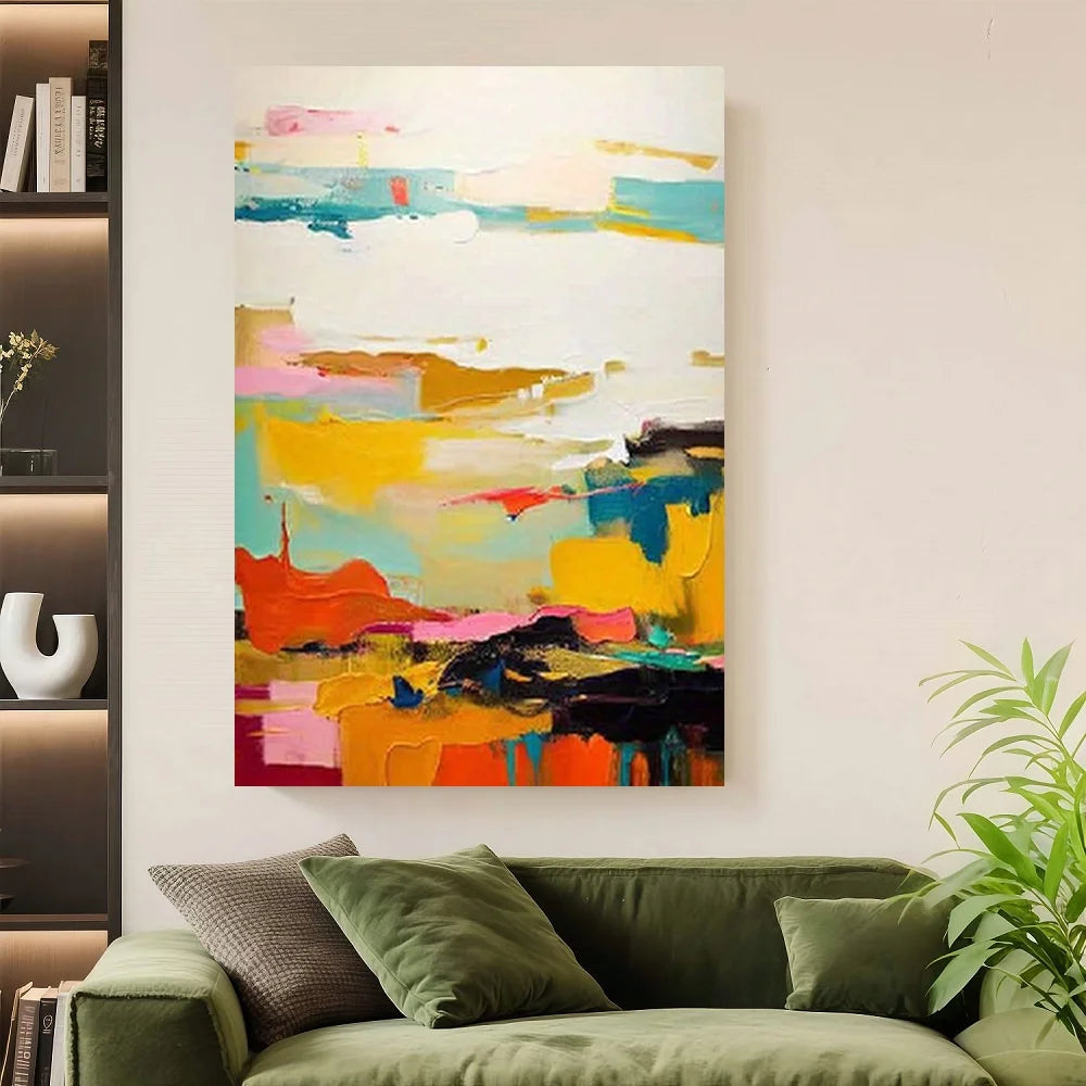 Framed Modern Abstract Red Wall Art - Framed Wrapped Canvas Painting with Red Hues, Original Acrylic/ Suitable for Decor, Contem