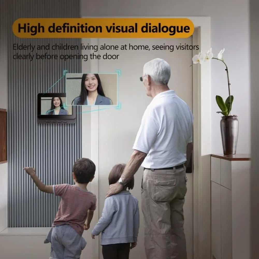 Wireless Doorbell Camera with 1080P Resolution, Monitor Screen, Free Storage, Night Vision, and 170° View Angle