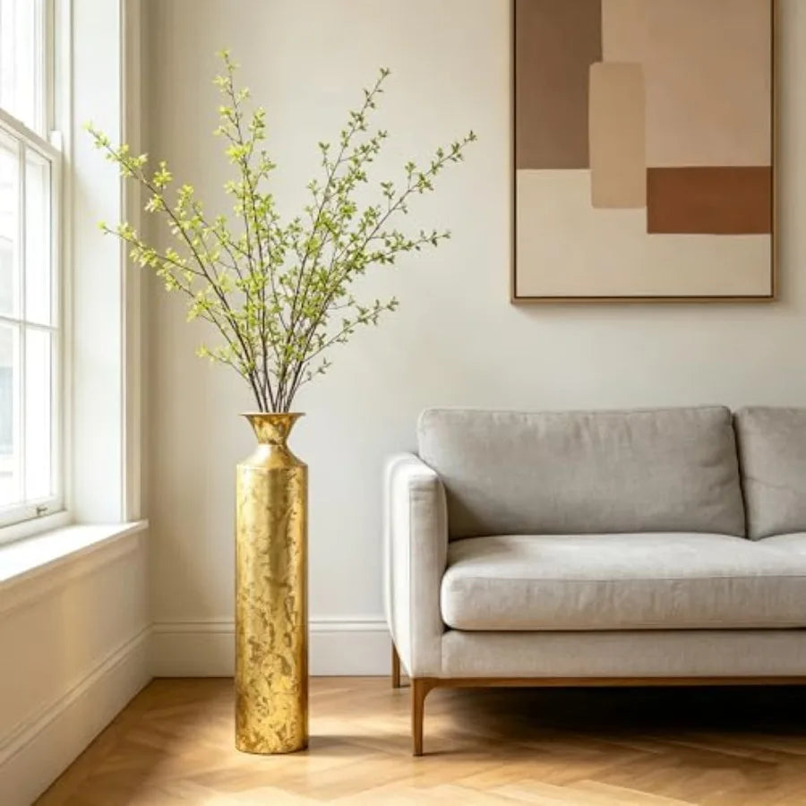Decorative Gold Metal Tall Floor Vase. Ideal Gift for Floral Arrangements Weddings Party Spa Reiki Meditation Settings O5 27.25