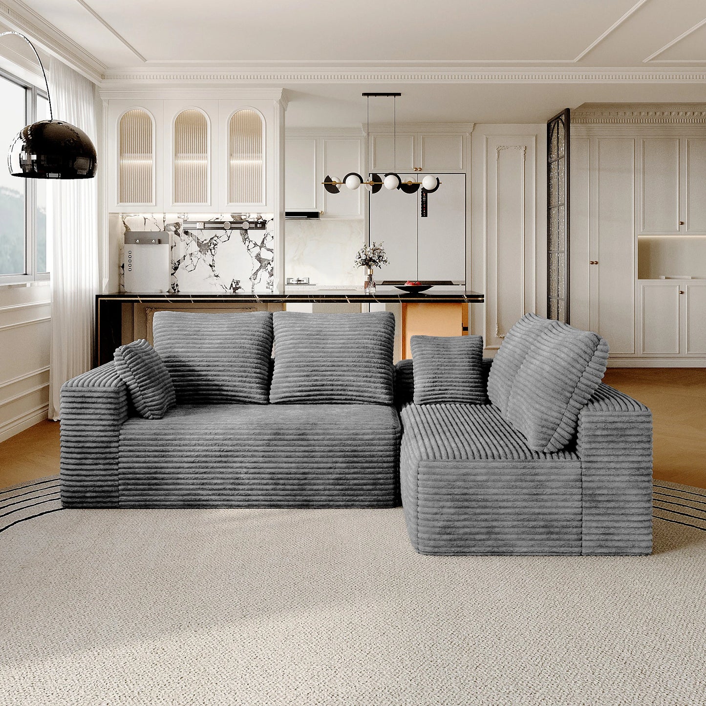 Sdorens 104" Cloud Sectional Couch with L-Shape Chaise,Modern Modular Boneless Sofa with Deep Seat for Living Room Bedroom