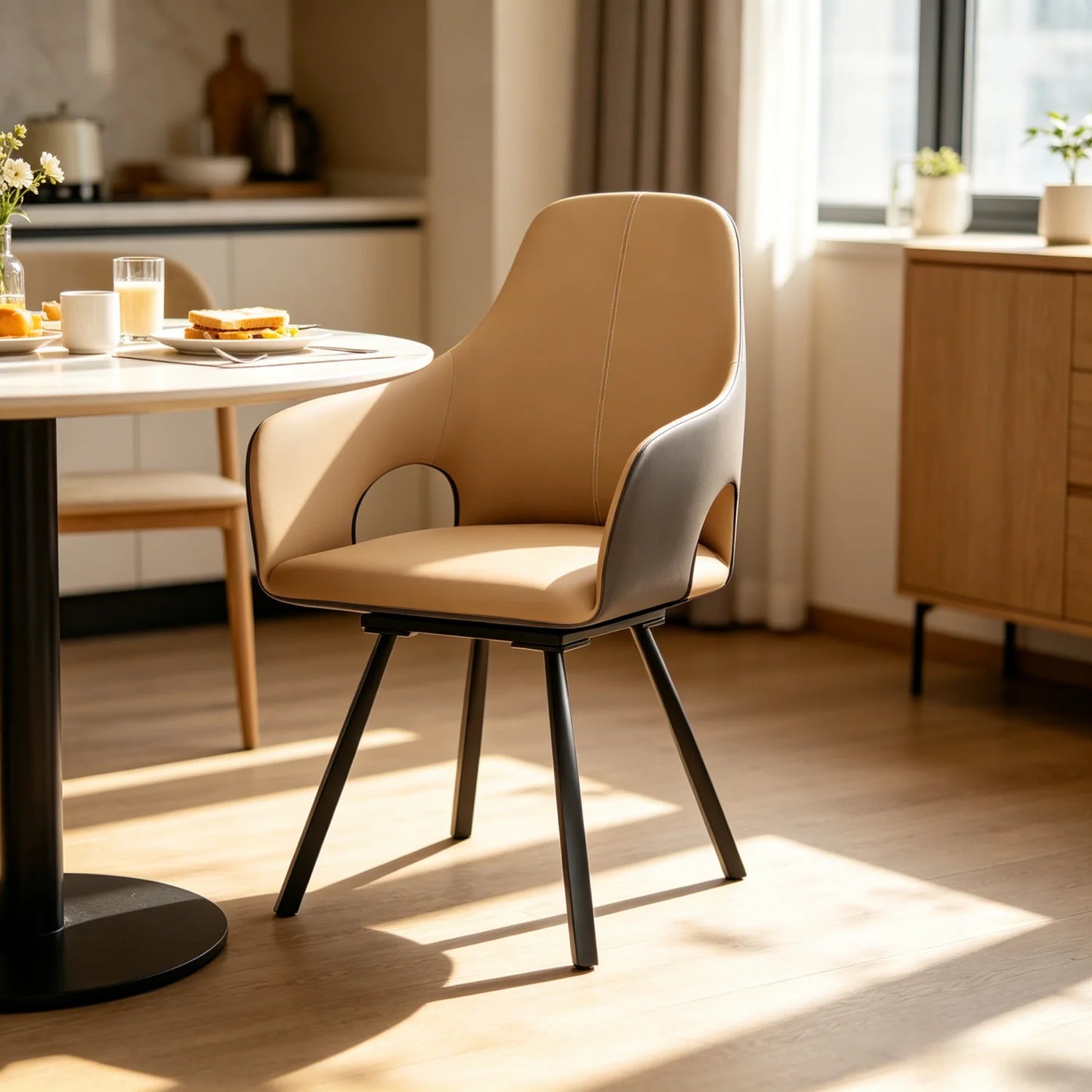 Swivel Dining Chairs Set of 2  Microfiber Leather Kitchen Dining Room Chairs with Arms High Backrest Leisure Side Chairs for Homes