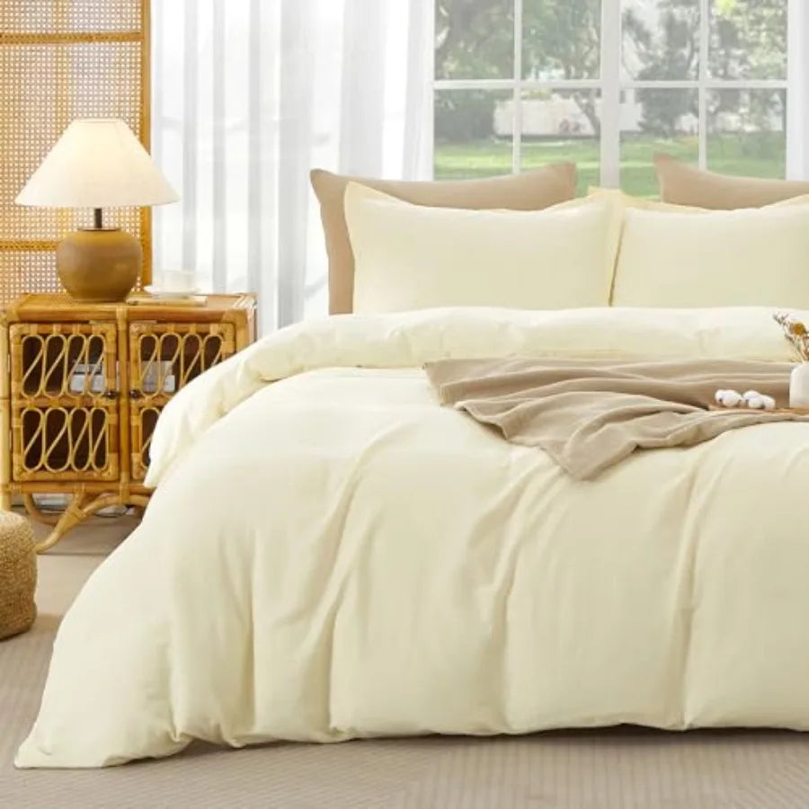 Muslin Duvet Cover Size 100% Washed Cotton Duvet Cover Set Ultra Soft Comforter Cover Linen Like 3 Pieces Minimalist Gauze Duve