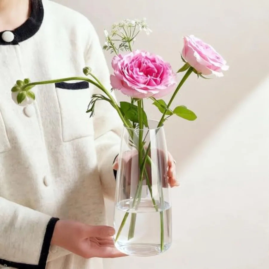Crystal Glass Vase, Flower Vase for Table Centerpiece Home Decor, Modern Vases for Living Room, Wedding, Office, Coffee Table,