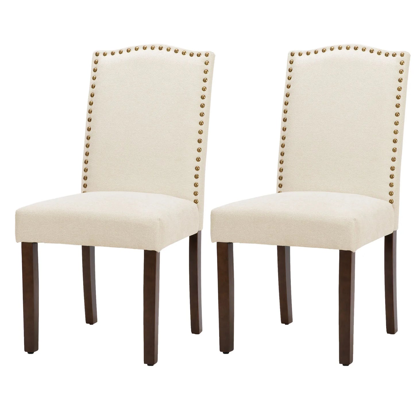 MCQ Dining Chairs Set of 2 Farmhouse Fabric Upholstered Kitchen Chairs with Wooden Legs and Padded Seat Modern Accent Chairs for Dining Room Kitchen Living Room