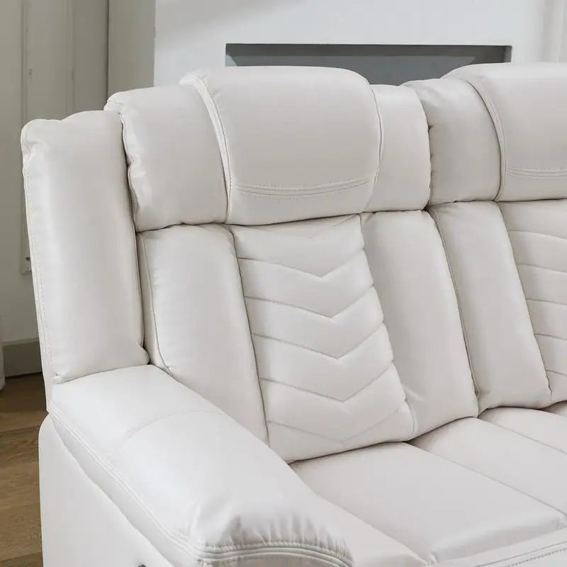 2-Piece Power Reclining Sofa Set, Tech Leather Power Reclining Loveseat with Wireless Charger and LED Strip for Living Room,