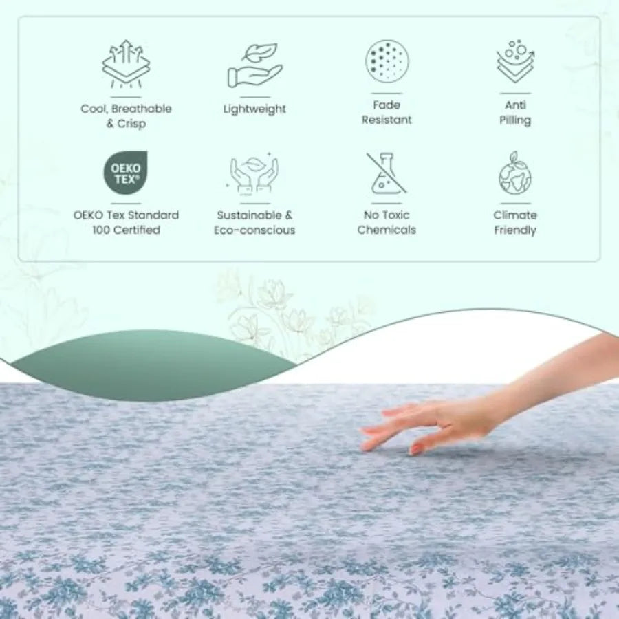 Feather and Stitch Softest 100% Cotton Sheets 300 Thread Count Percale Weave Bedding 16" Deep Pocket Cooling Sheets Breathable