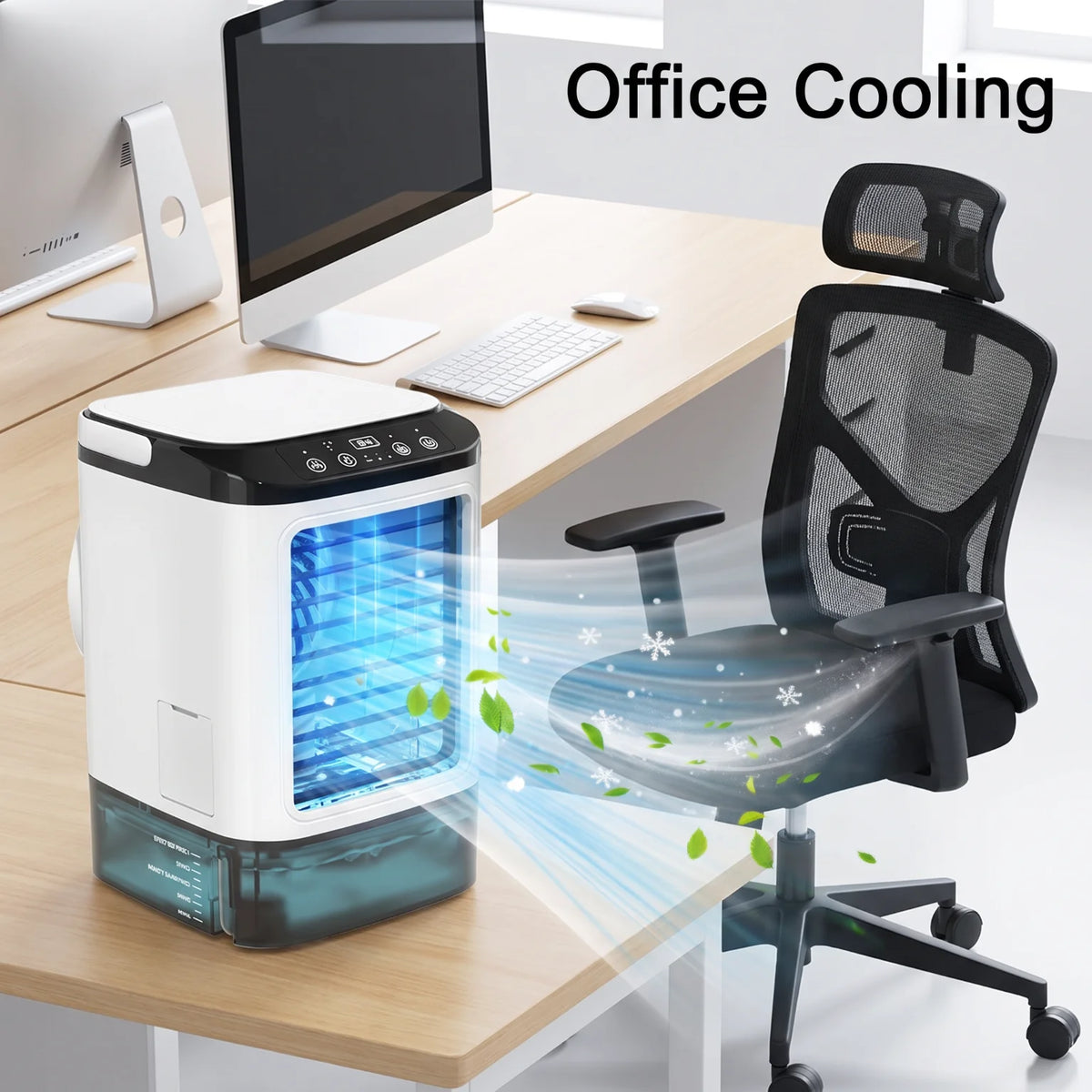 Mini Portable Evaporative Air Cooler 3 Speed Wind Mist Humidifier 7 Color Ambient Light Ice Box Desktop Cooling Fan for Home Office