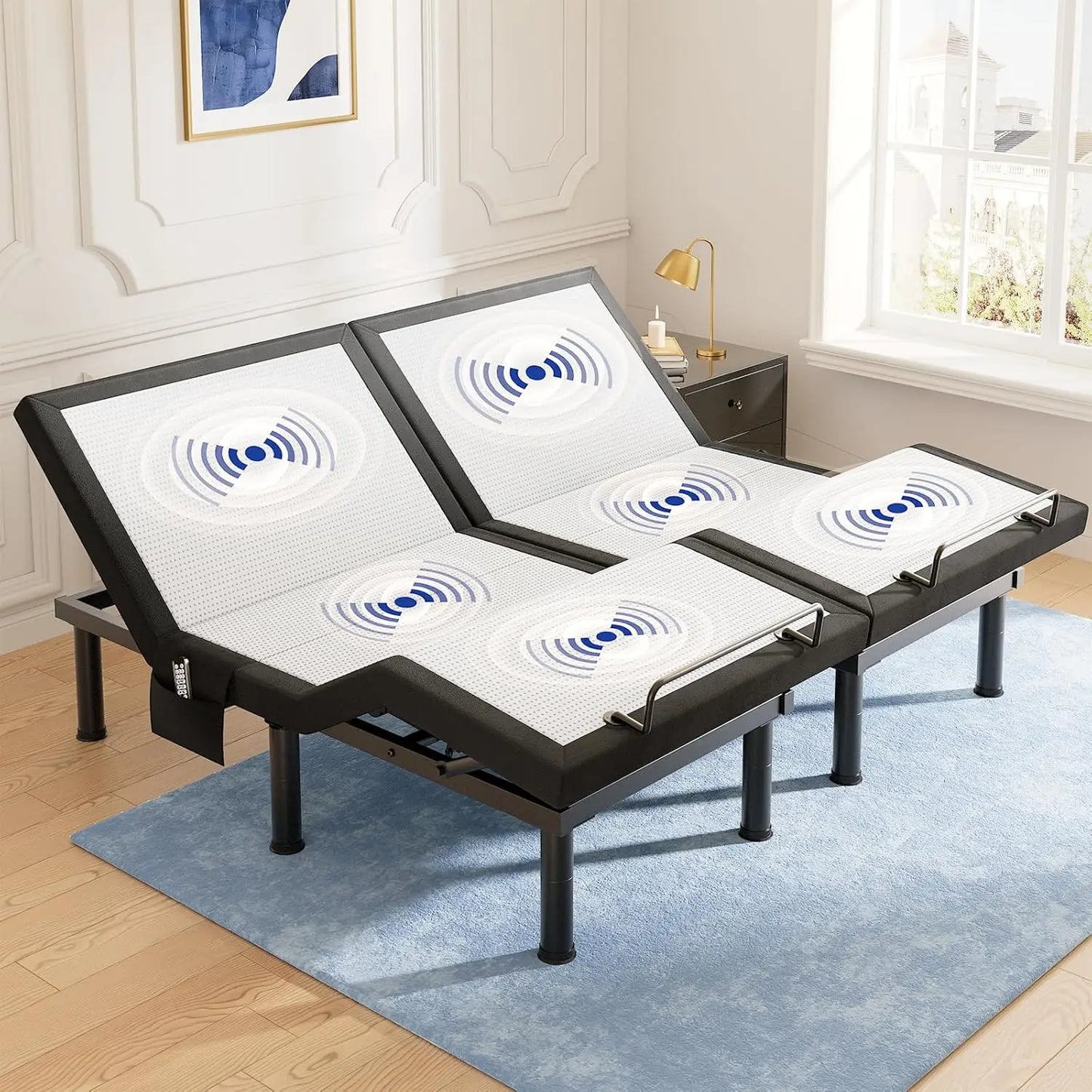 Adjustable Split King Bed Frame With Remote Massage Zero Gravity USB Nightlight Easy Assembly, Customized
