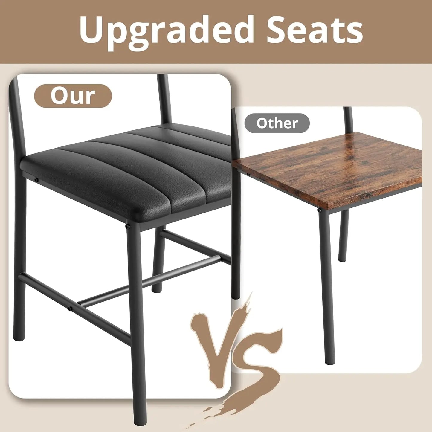 IRONCK Dining Table Set for 4, Kitchen Table with Upholstered Bench and 2 Chairs, Kitchen Table and Chairs Set for Small Space
