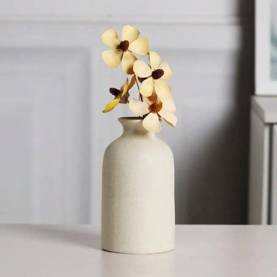 Set Of 3 Minimalist Beige Ceramic Vases - Elegant Home Decor & Wedding Centerpiece - Modern Flower Vases Set - Romantic Gift Ide