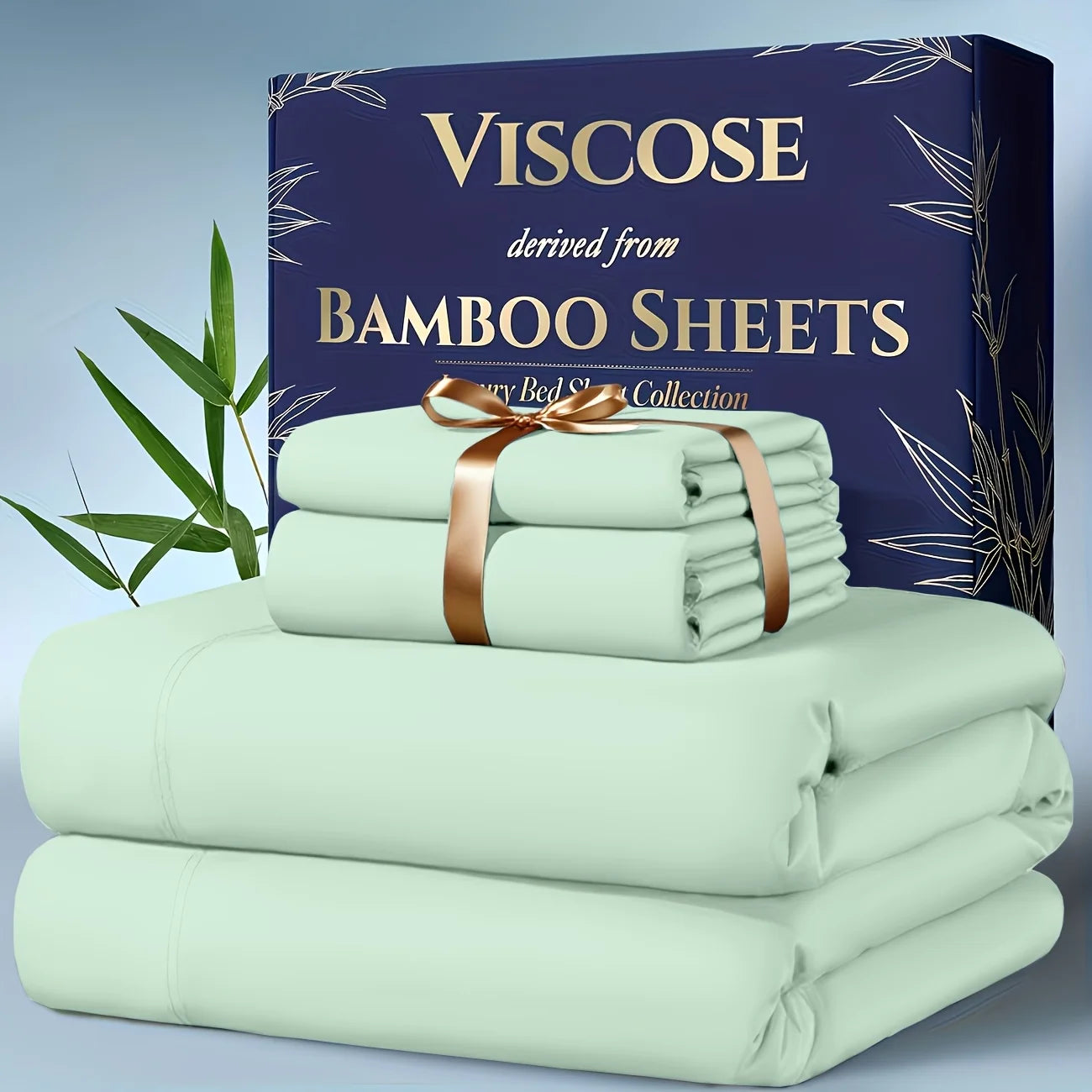 4pcs Bamboo Cooling Bedding - Extra Deep Pocket Breathable And Cooling - Suitable For Hot Sleepers And Sweats, Children Pillowcases, Flat Sheet And Fitted Sheet - A Perfect Gift For Family, Queen And King Sizes, Next Day Deli