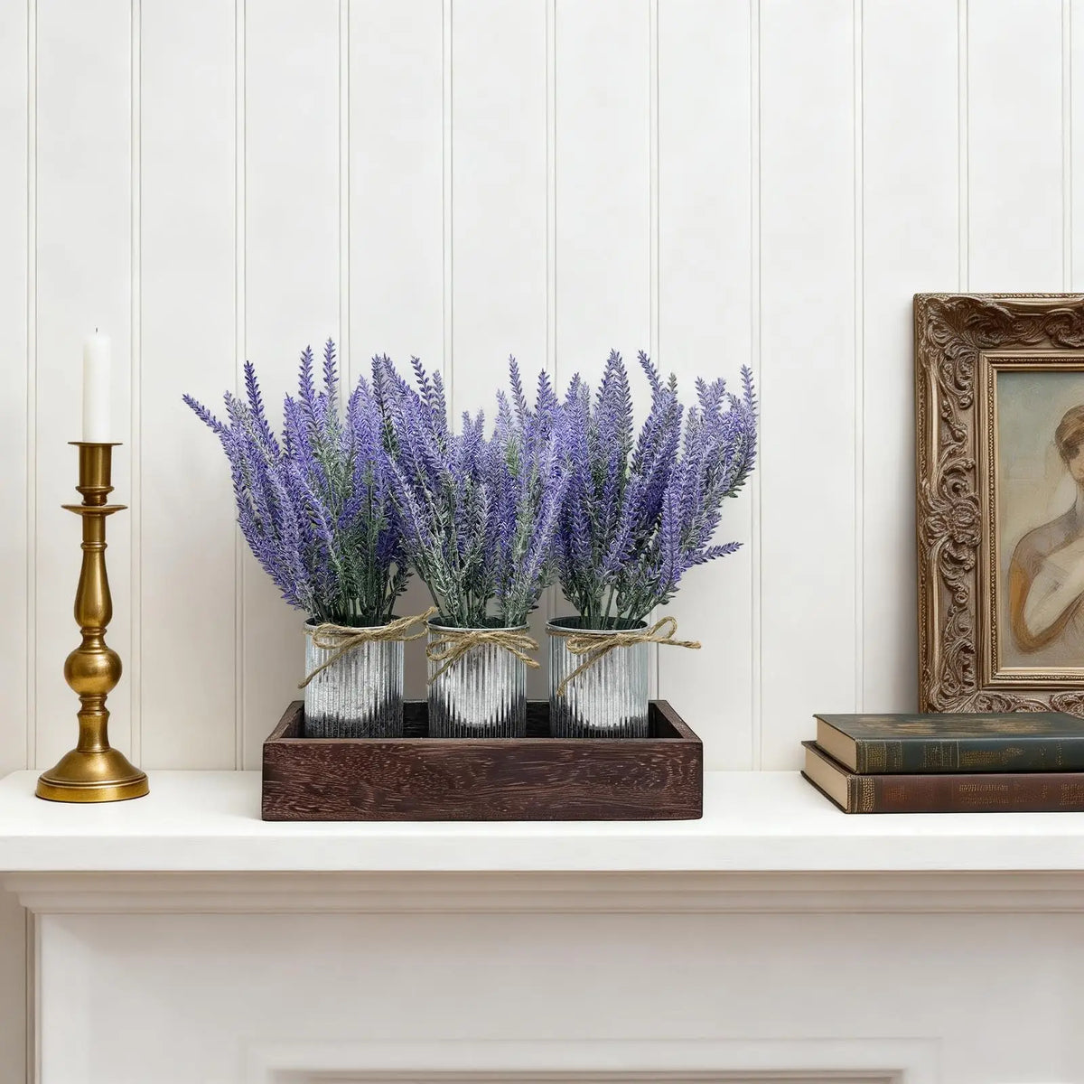 Farmhouse Table Centerpiece Artificial Lavender Flowers Set