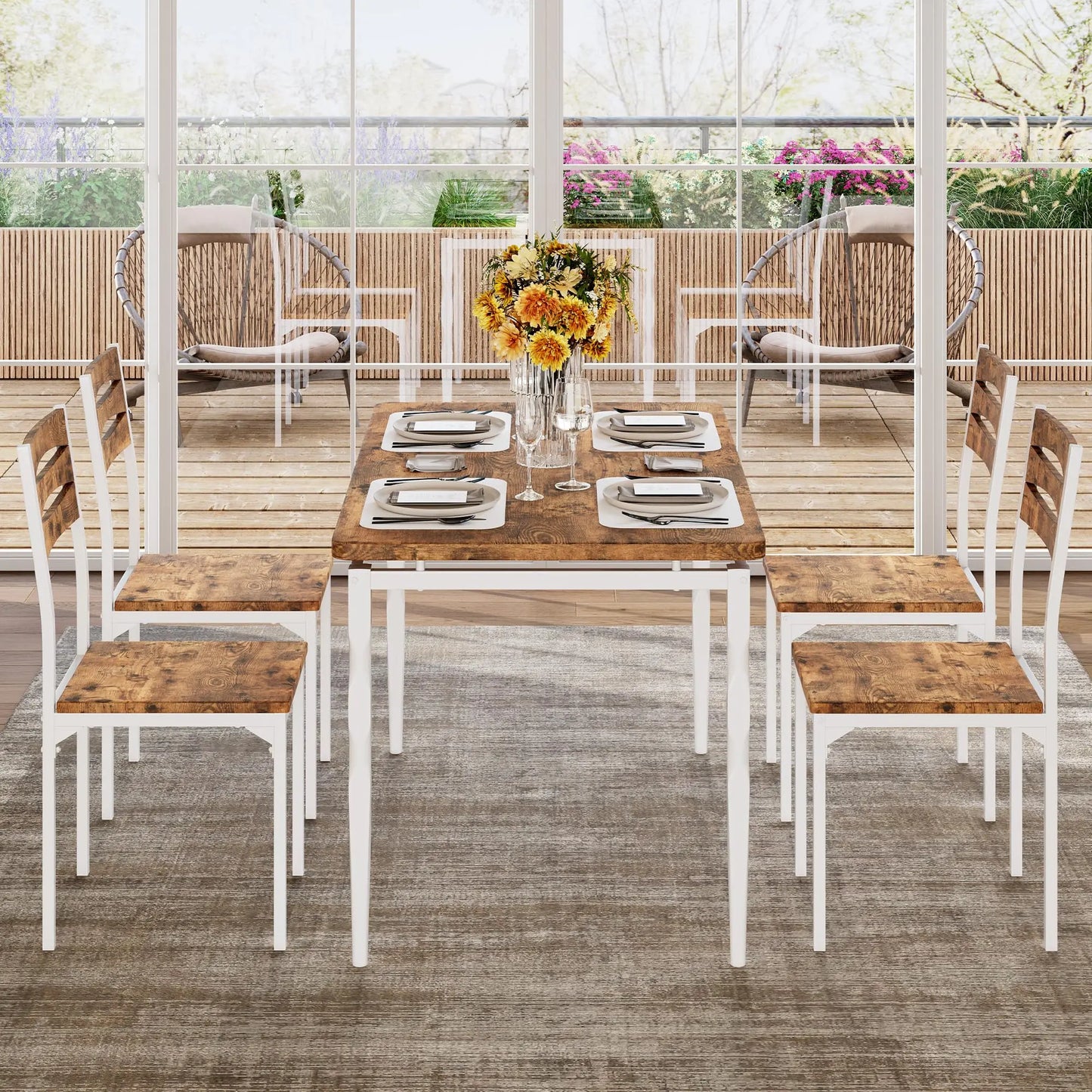 5 Piece Dining Table Set Dining Table And Chairs For 4 Kitchen Table With Spiral Legs For Small Spaces Dining Room Apartment