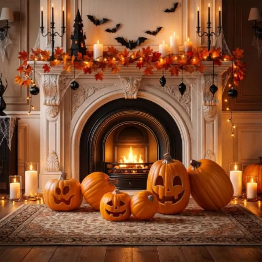 DIY Halloween Thanksgiving home decor: carvable PU artificial pumpkins, 9 large realistic set of 4, orange, lightweight and reu