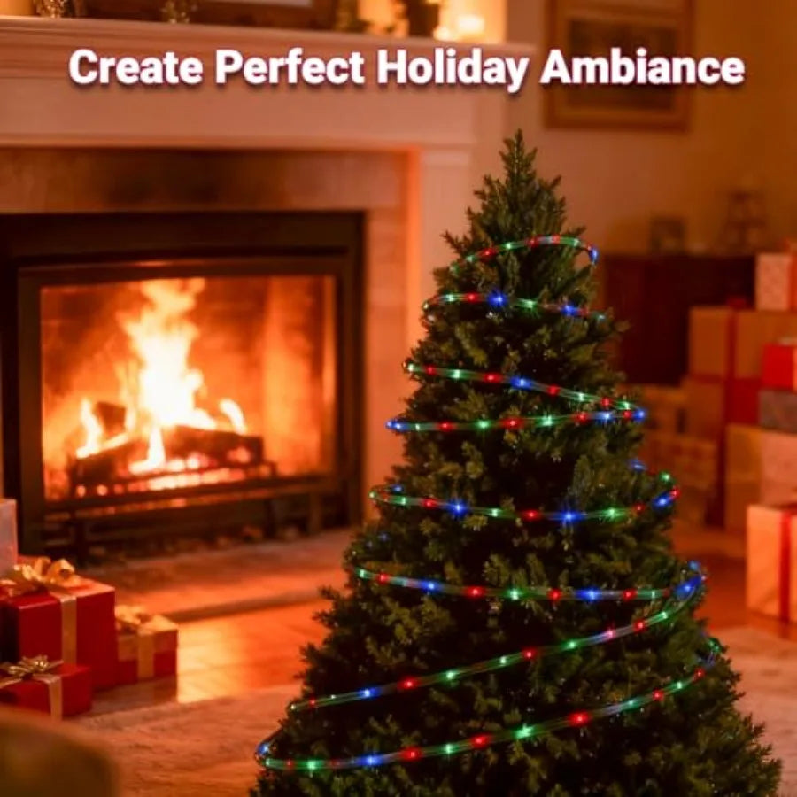 16.4ft Outdoor Smart Rope Lights Waterproof Color Changing Christmas Lights with Remote Connectable Design Music Sync Timer Mul