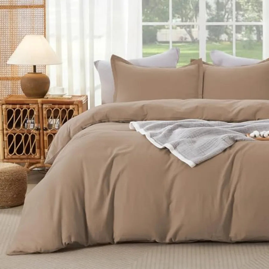 Muslin Duvet Cover Size 100% Washed Cotton Duvet Cover Set Ultra Soft Comforter Cover Linen Like 3 Pieces Minimalist Gauze Duve
