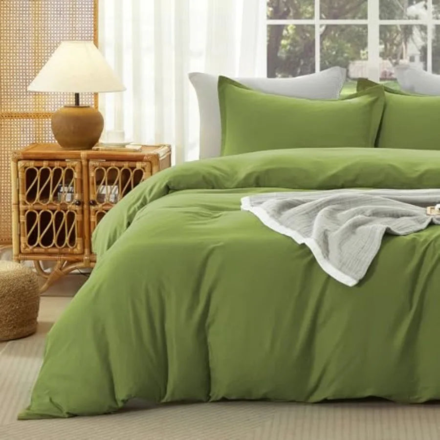 Muslin Duvet Cover Size 100% Washed Cotton Duvet Cover Set Ultra Soft Comforter Cover Linen Like 3 Pieces Minimalist Gauze Duve