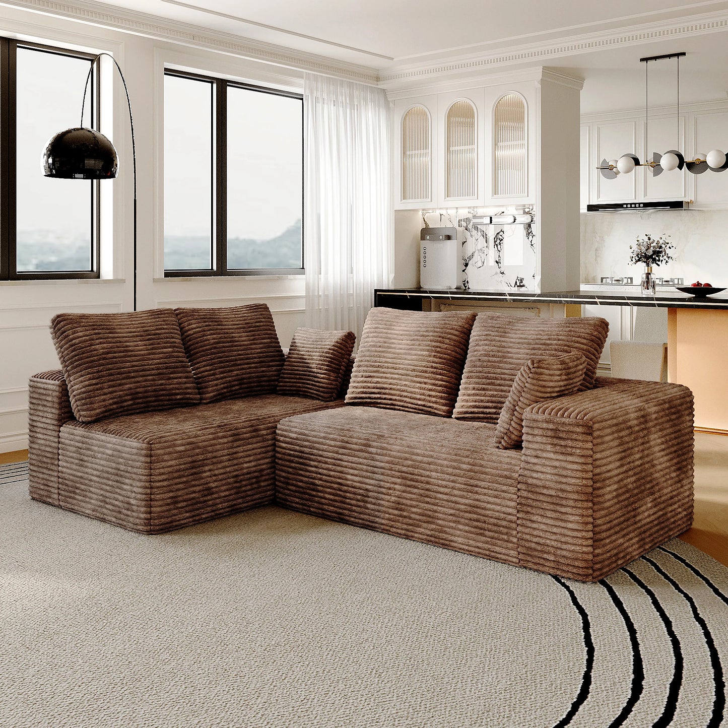 Sdorens 104" Cloud Sectional Couch with L-Shape Chaise,Modern Modular Boneless Sofa with Deep Seat for Living Room Bedroom
