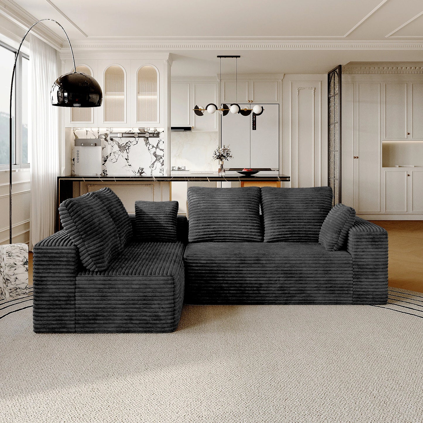 Sdorens 104" Cloud Sectional Couch with L-Shape Chaise,Modern Modular Boneless Sofa with Deep Seat for Living Room Bedroom
