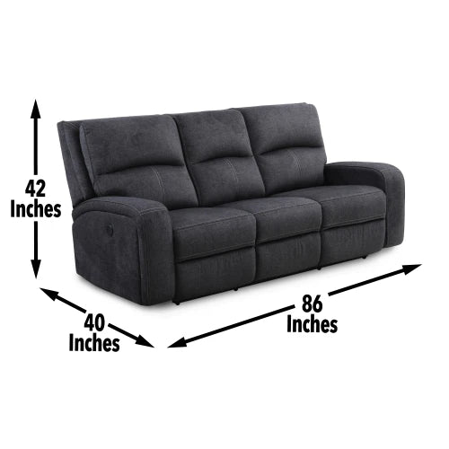 3-piece power living room - dark gray