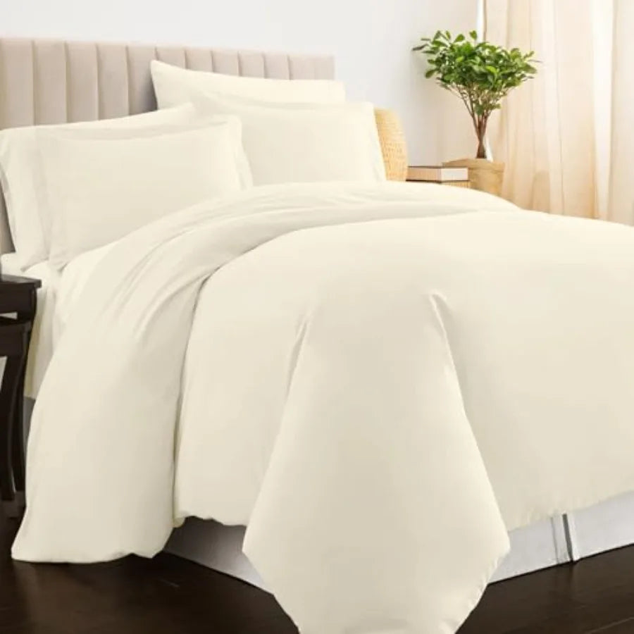 Pure 100% Cotton Luxurious 400 Thread Count Long Staple Cotton Sateen Weave Button Closure Combed Ivory Cotton