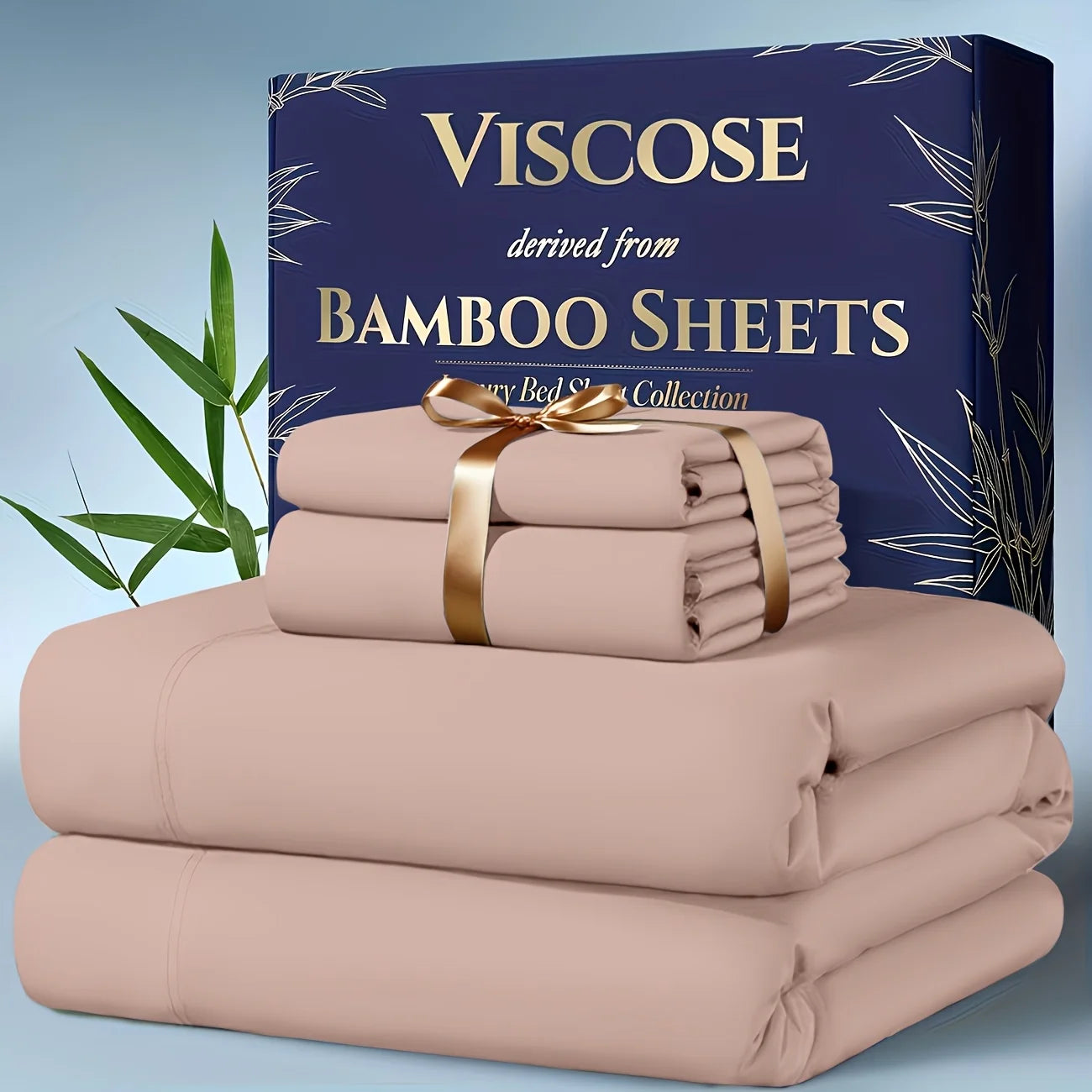 4pcs Bamboo Cooling Bedding - Extra Deep Pocket Breathable And Cooling - Suitable For Hot Sleepers And Sweats, Children Pillowcases, Flat Sheet And Fitted Sheet - A Perfect Gift For Family, Queen And King Sizes, Next Day Deli