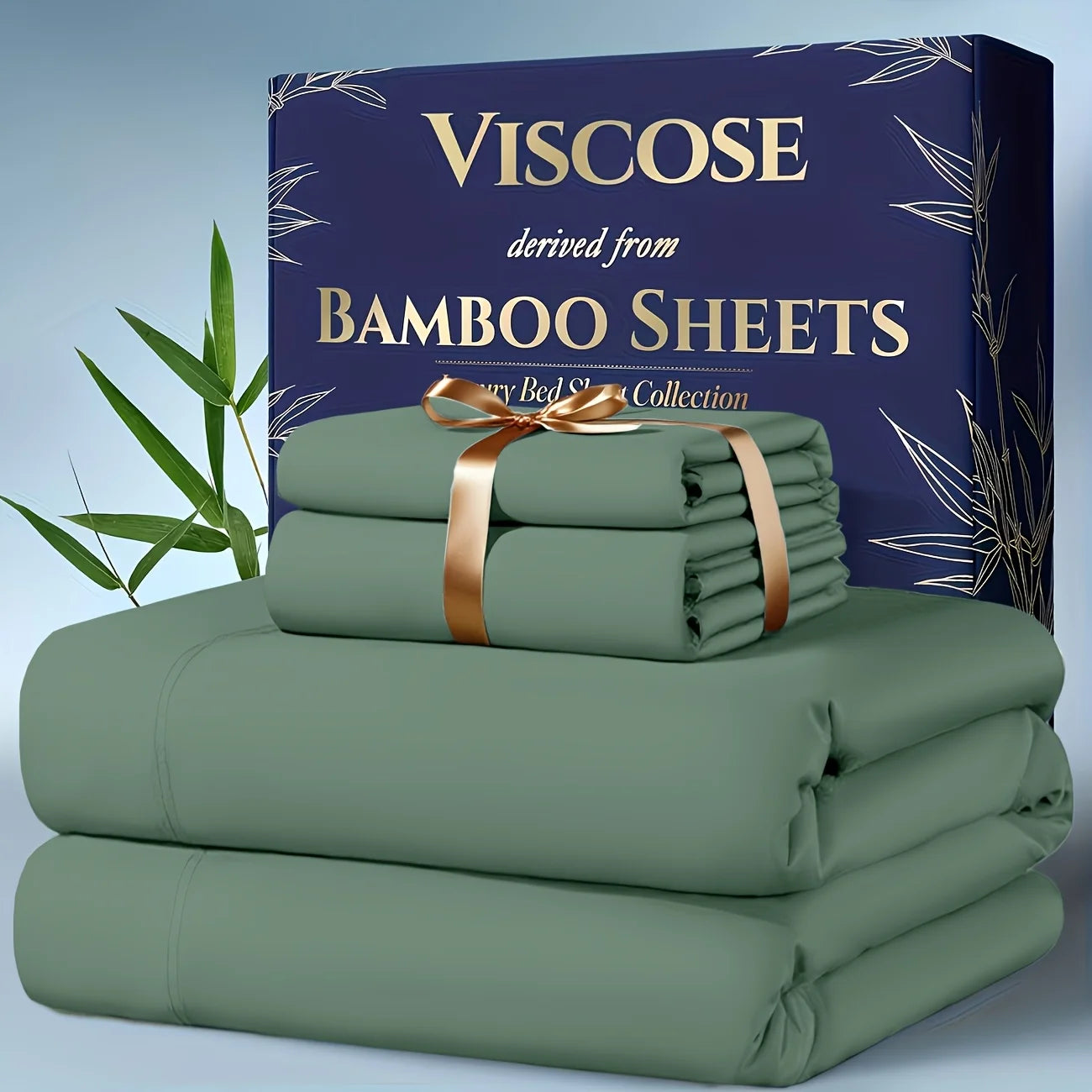 4pcs Bamboo Cooling Bedding - Extra Deep Pocket Breathable And Cooling - Suitable For Hot Sleepers And Sweats, Children Pillowcases, Flat Sheet And Fitted Sheet - A Perfect Gift For Family, Queen And King Sizes, Next Day Deli