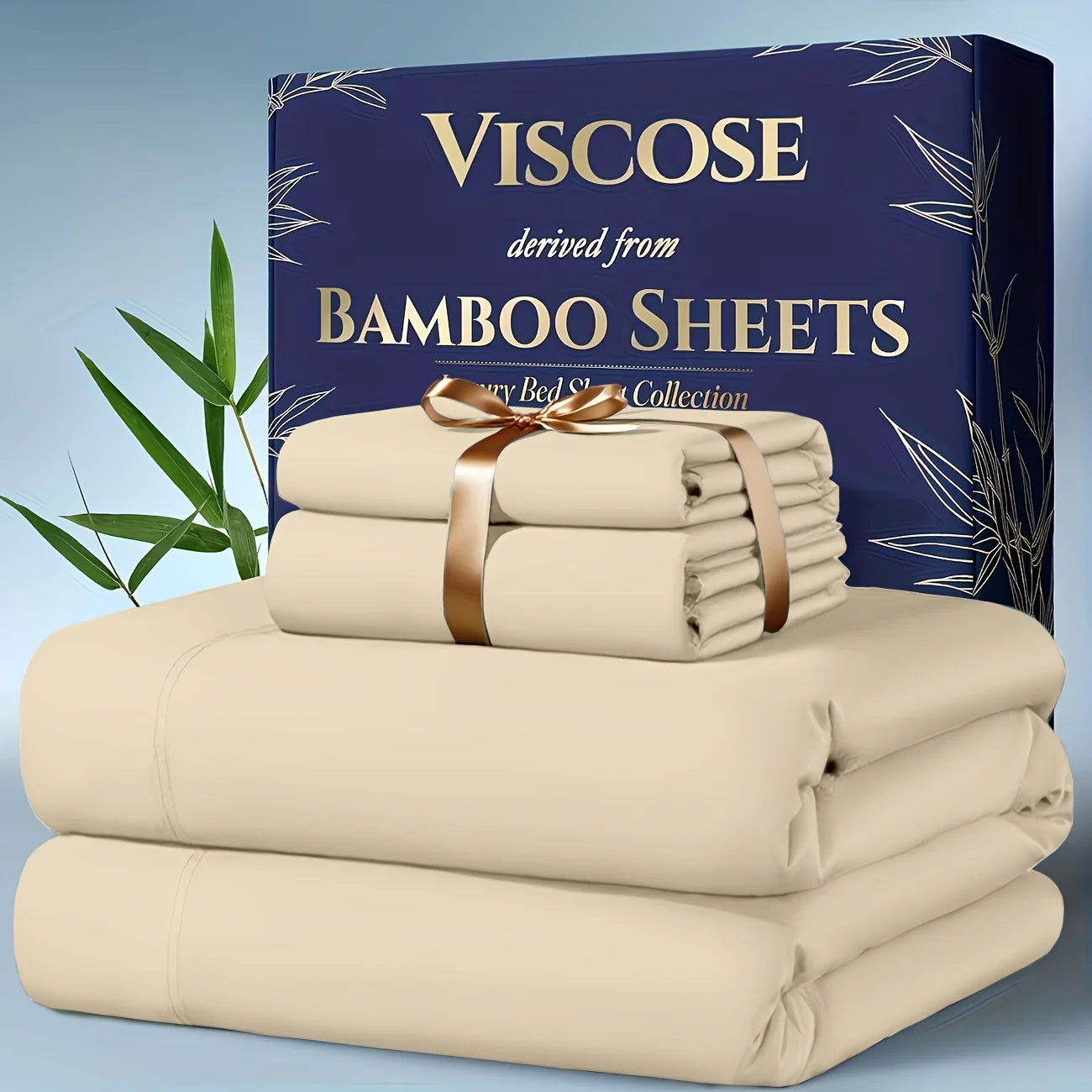 4pcs Bamboo Cooling Bedding - Extra Deep Pocket Breathable And Cooling - Suitable For Hot Sleepers And Sweats, Children Pillowcases, Flat Sheet And Fitted Sheet - A Perfect Gift For Family, Queen And King Sizes, Next Day Deli