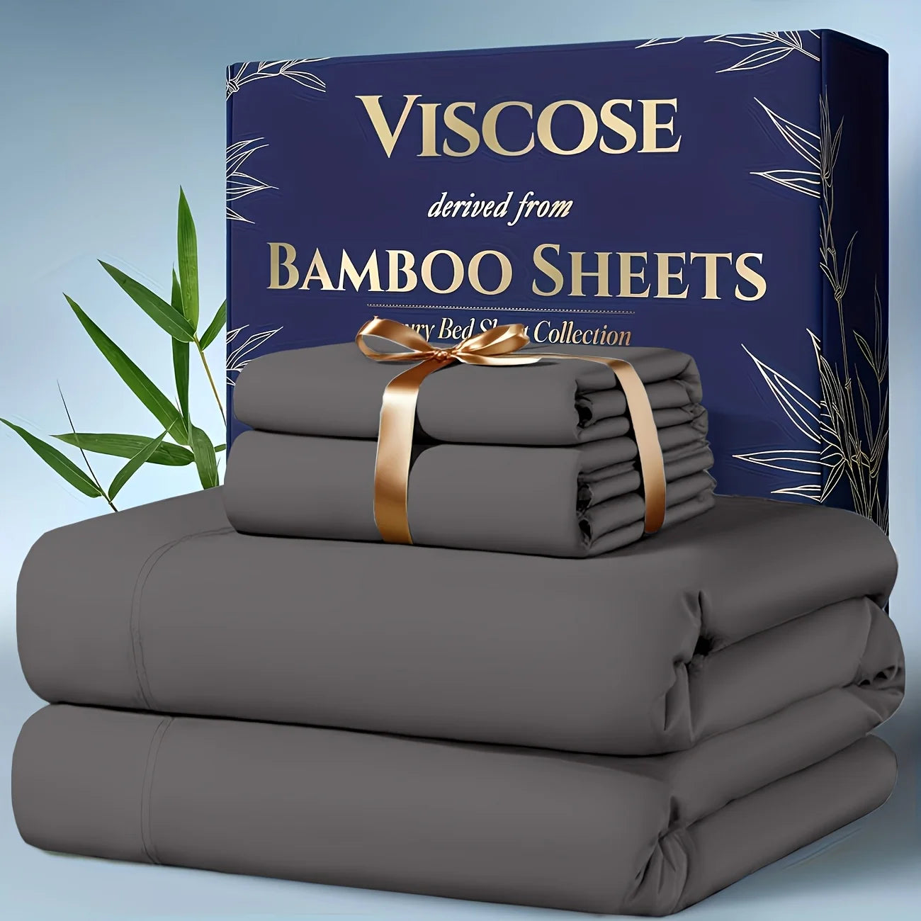 4pcs Bamboo Cooling Bedding - Extra Deep Pocket Breathable And Cooling - Suitable For Hot Sleepers And Sweats, Children Pillowcases, Flat Sheet And Fitted Sheet - A Perfect Gift For Family, Queen And King Sizes, Next Day Deli